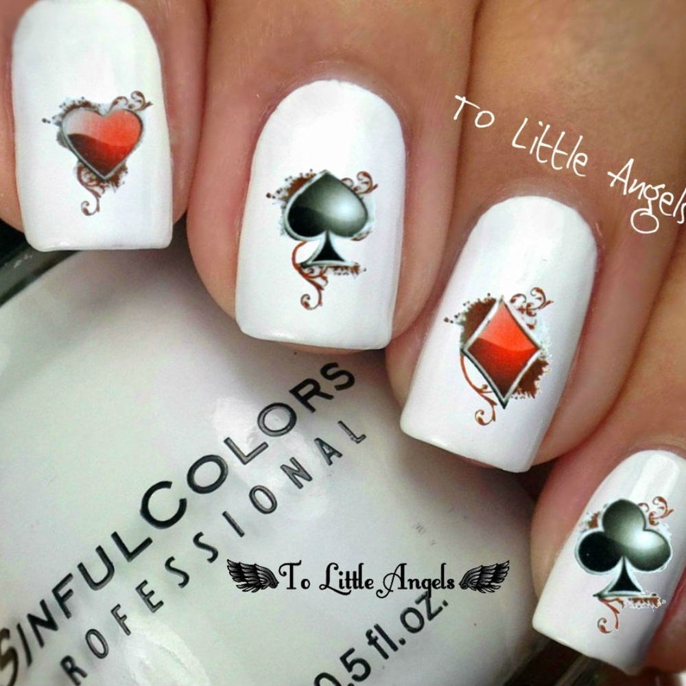 Card Spade Heart - Nail art Decal- blue87